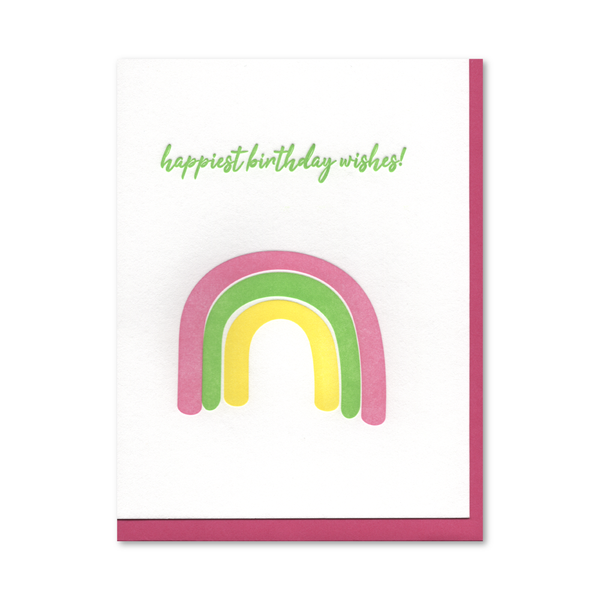 Rainbow Wishes Letterpress Card The Paper Peony™