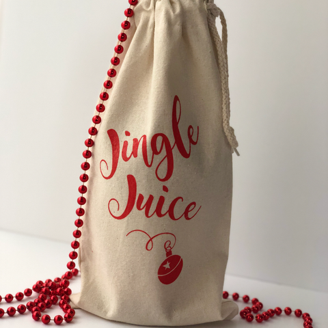 Jingle Juice Cotton Canvas Wine Bag