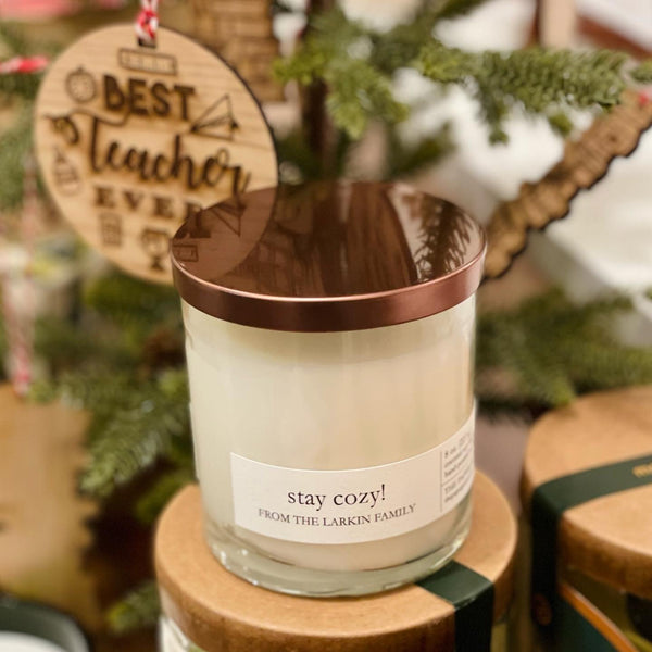 CUSTOM Candles! 8 oz. clear glass candles (set of 4)