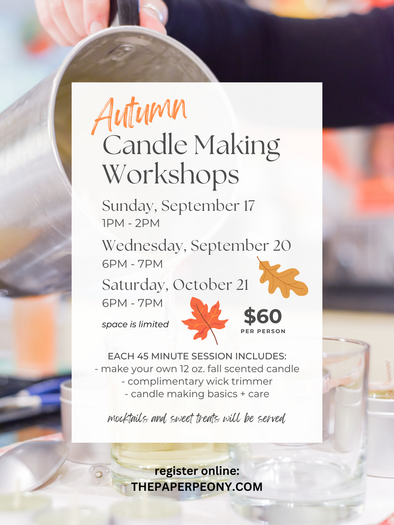 Autumn Candle Workshop: September 20 from 6PM - 7PM