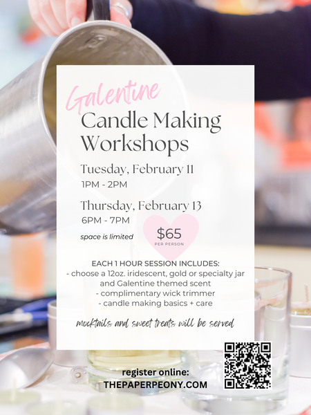 Galentine Candle Workshop: Thursday, February 13 from 6PM- 7PM