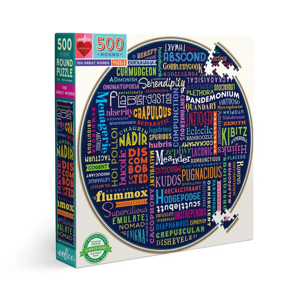 100 Great Words 500 Piece Round Puzzle from eeBoo