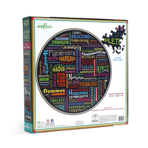 100 Great Words 500 Piece Round Puzzle from eeBoo