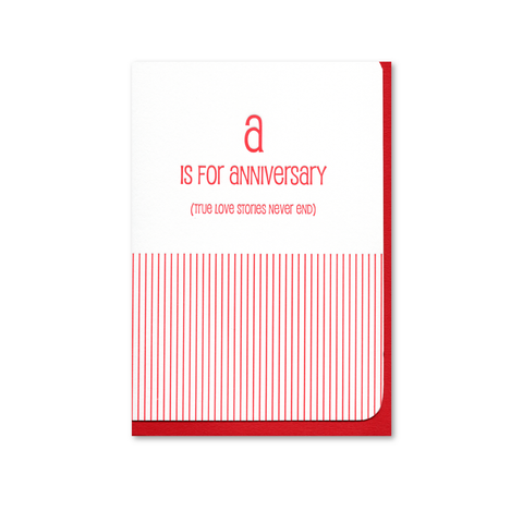 A is for Anniversary Letterpress Card