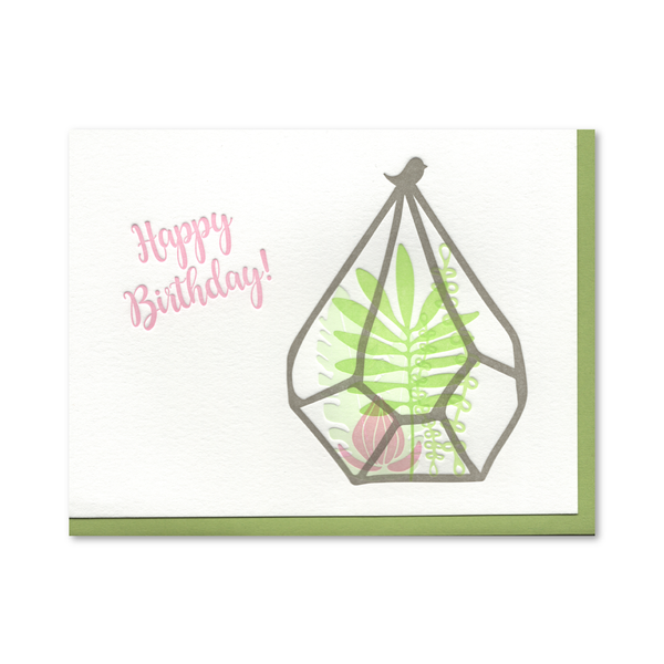 Happy Birthday Terrarium Letterpress Card