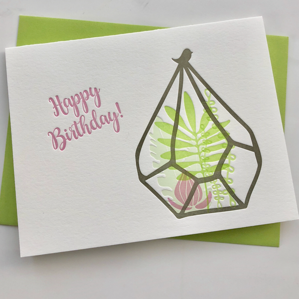 Happy Birthday Terrarium Letterpress Card