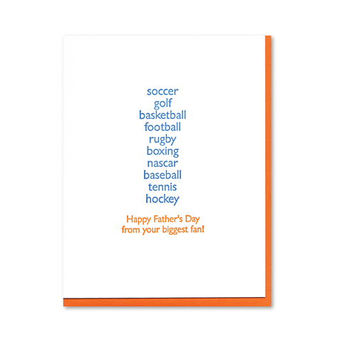 All the Sports Father's Day Letterpress Card