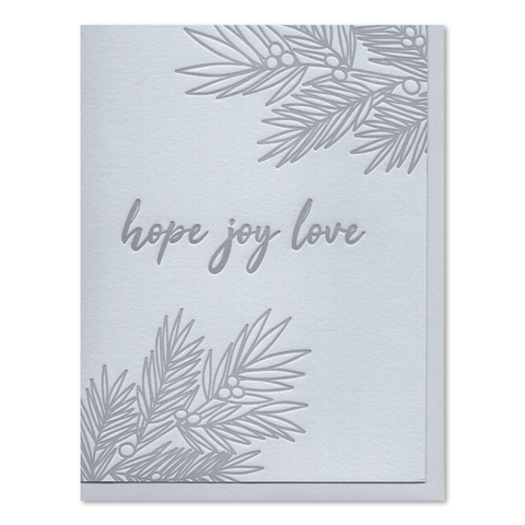Hope Joy Love Letterpress Card