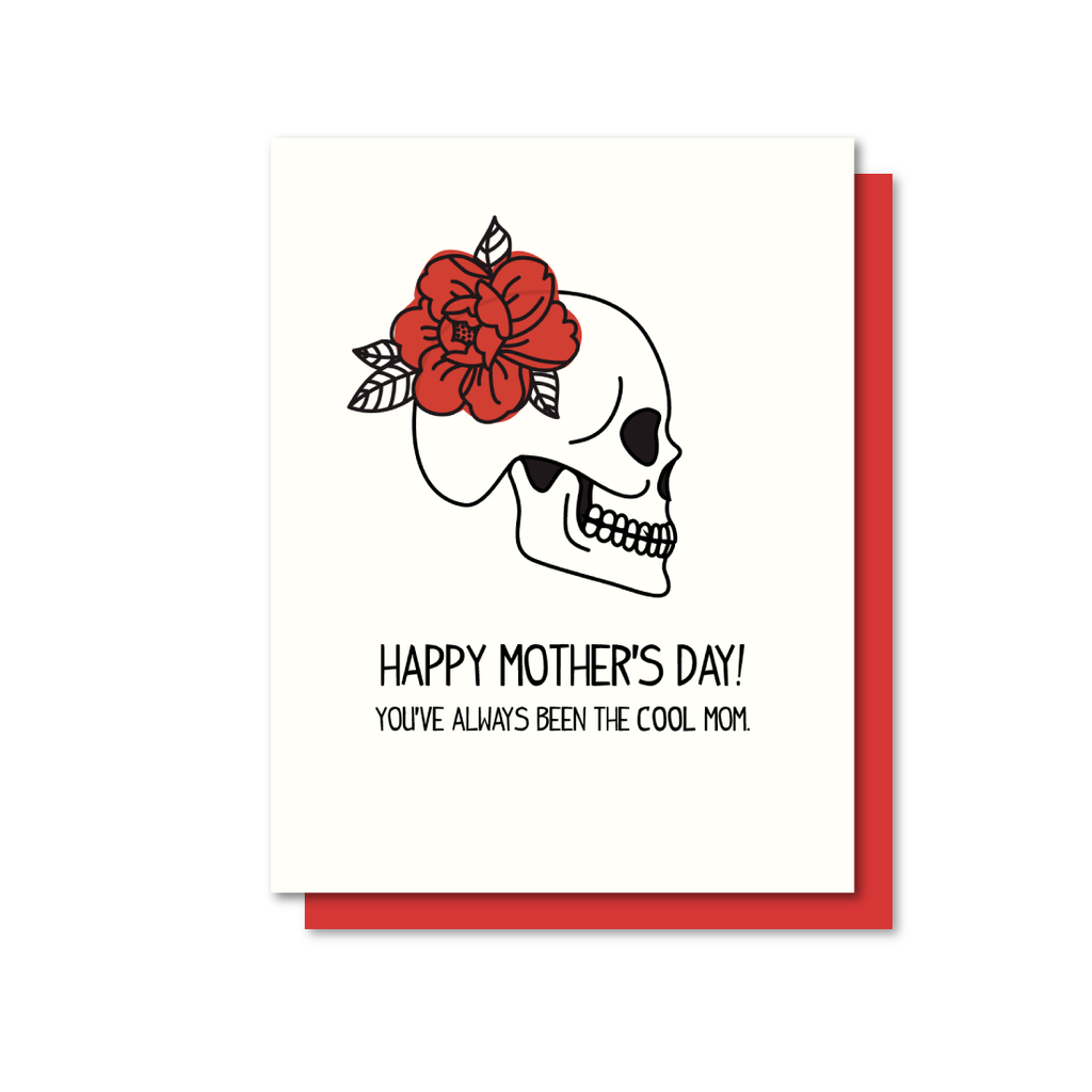 Cool Mom Skull Letterpress Card