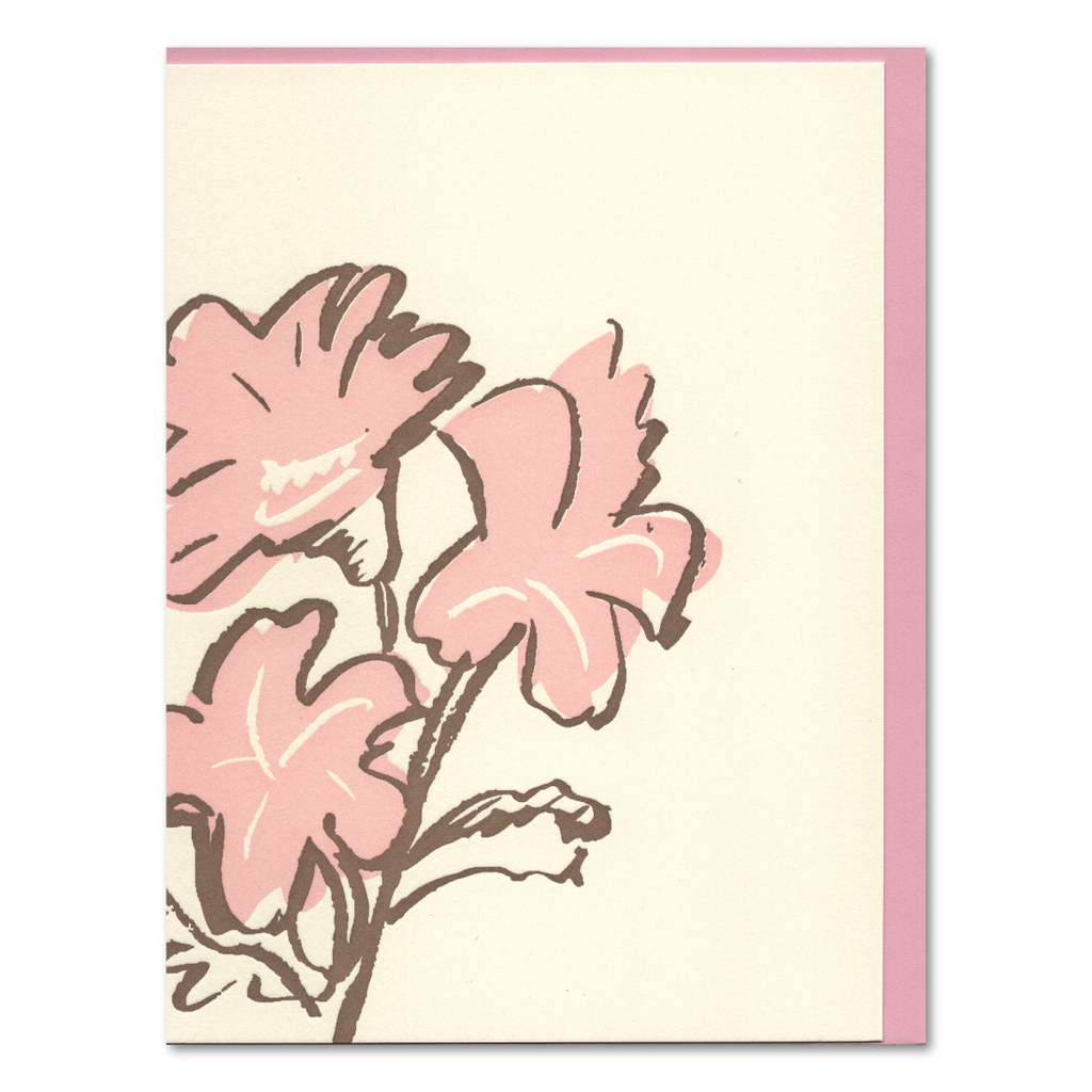 3 Pink Flowers (Set of 6) Letterpress Stationery Set