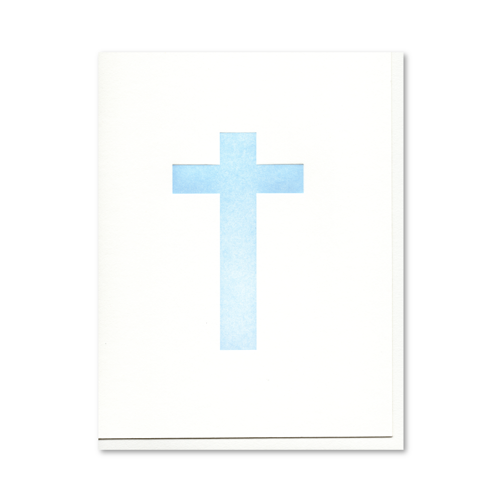 Cross (Blue) Letterpress Card
