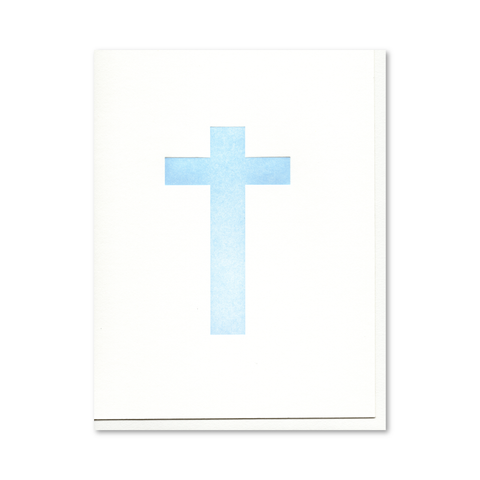 Cross (Blue) Letterpress Card