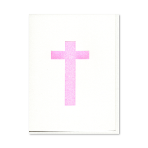 Cross (Pink) Letterpress Card