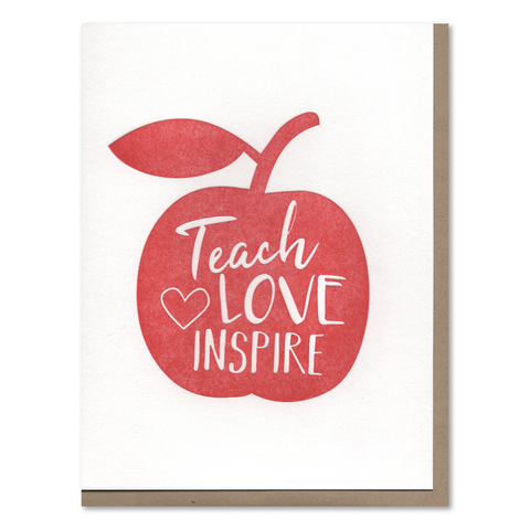 Teach Love Inspire Teacher Letterpress Card