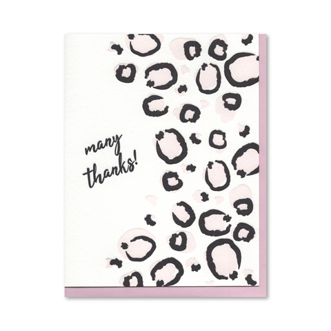 Many Thanks Leopard Letterpress Card