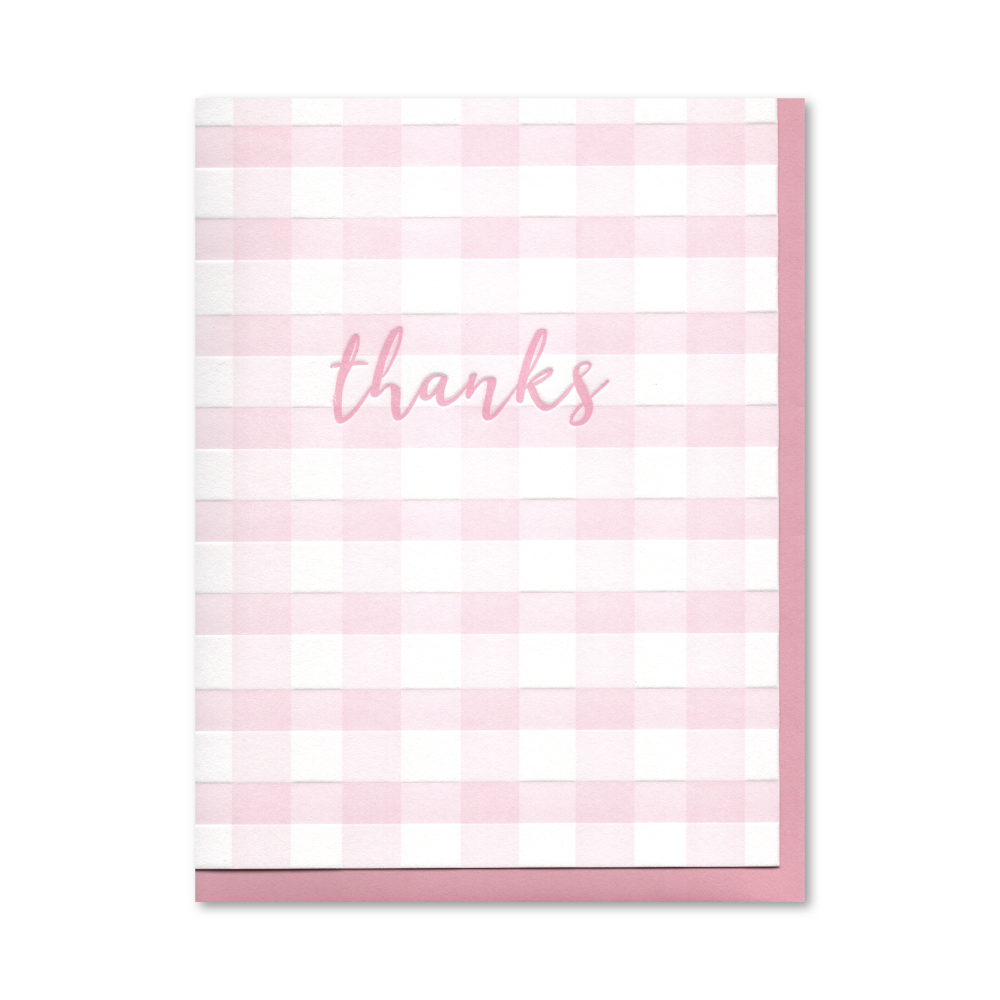 Pink Buffalo Check (Set of 6) Thanks Letterpress Cards