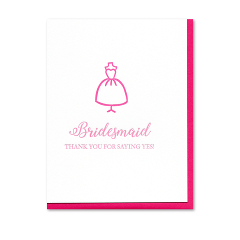 Bridesmaid Thank You Letterpress Card