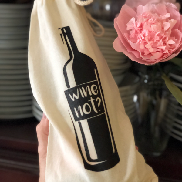Wine Not? Cotton Canvas Wine Bag