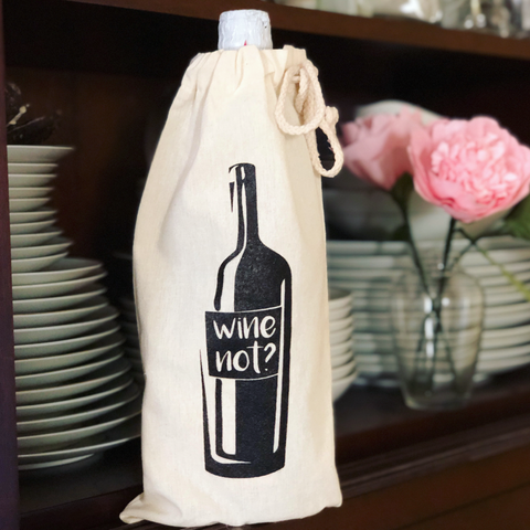 Wine Not? Cotton Canvas Wine Bag