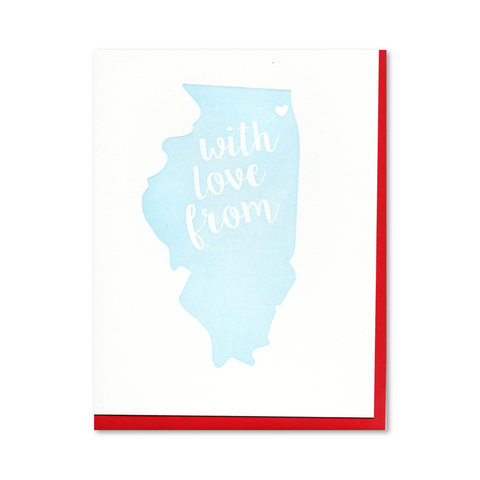 With Love from Illinois /Chicago Letterpress Card