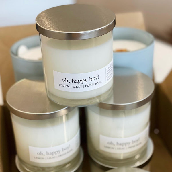 CUSTOM Candles! 8 oz. clear glass candles (set of 4)