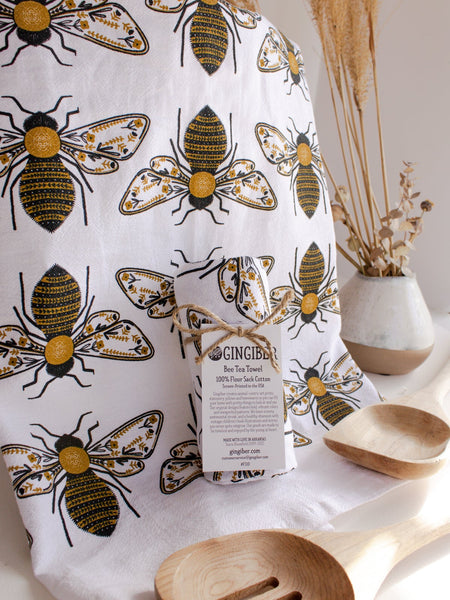 Bee Tea Towel by Gingiber
