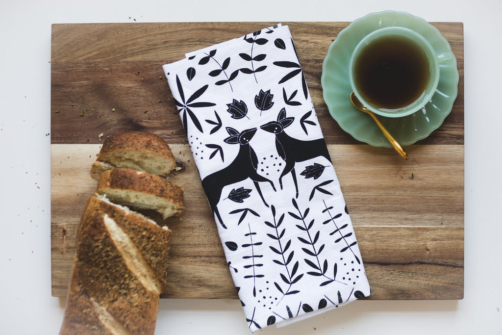 Forest Tea Towel Black and White