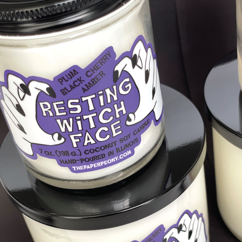 Resting Witch Face Halloween Coconut Soy Candle