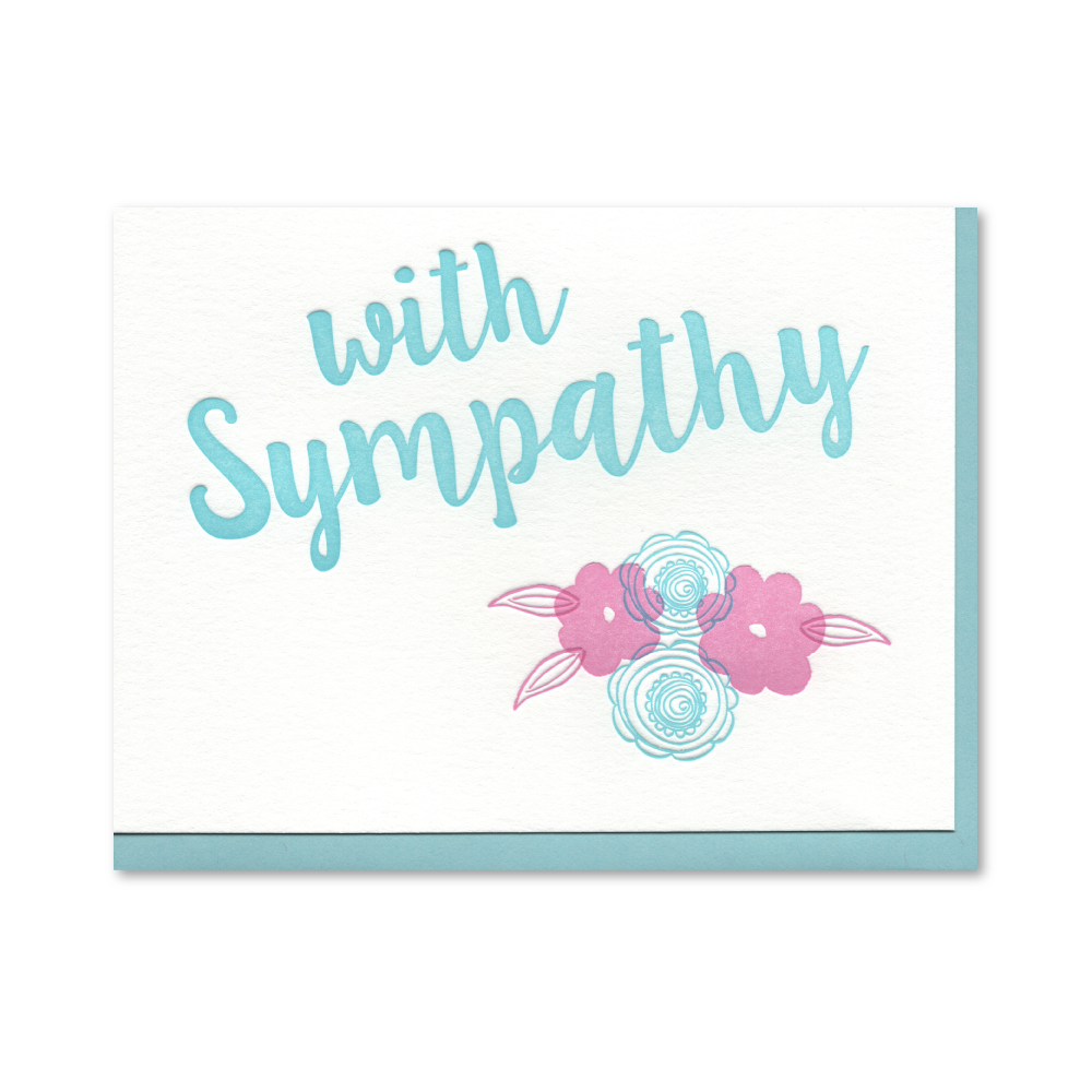 With Sympathy Floral Flourish Letterpress Card