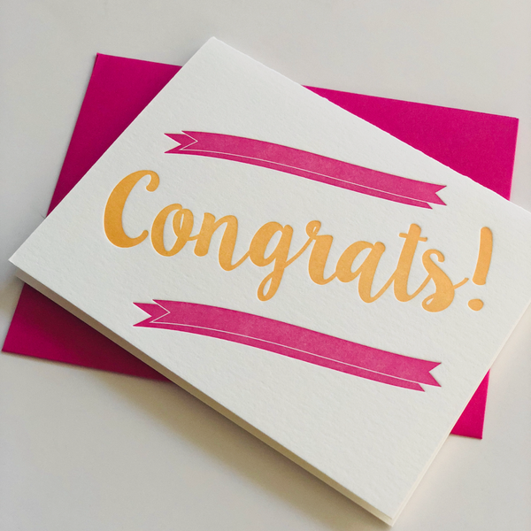 Congrats! Banner Letterpress Card